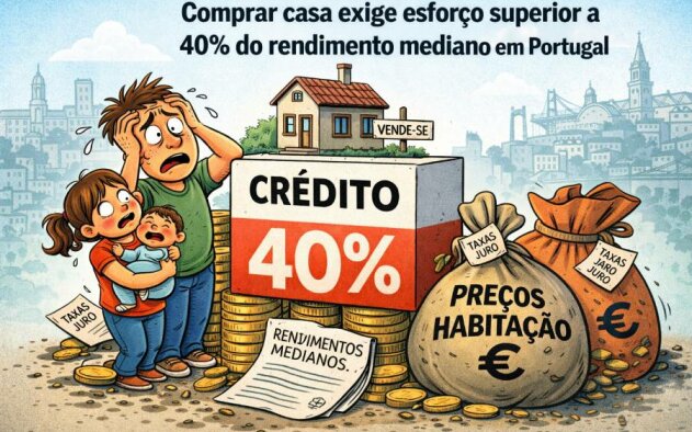 Comprar casa em Portugal exige taxa de esforço acima de 40% do rendimento mediano — BdP