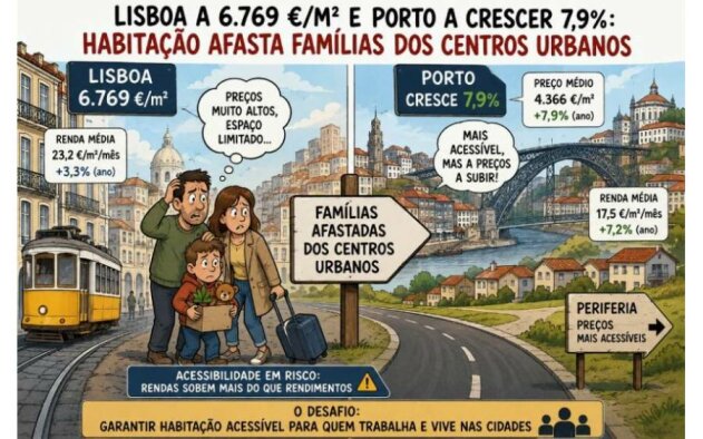 Lisboa a 6.769 €/m² e Porto a crescer 7,9%: habitação afasta famílias dos centros urbanos