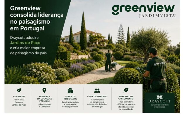 Draycott cria maior empresa de paisagismo em Portugal com aquisição da Jardins do Paço