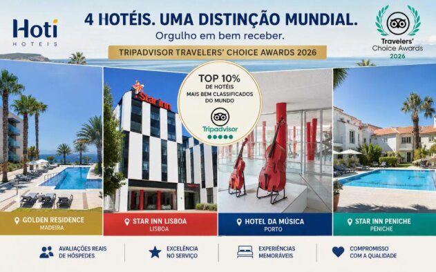 Quatro hotéis do Grupo Hoti distinguidos nos Tripadvisor Travelers' Choice Awards 2026
