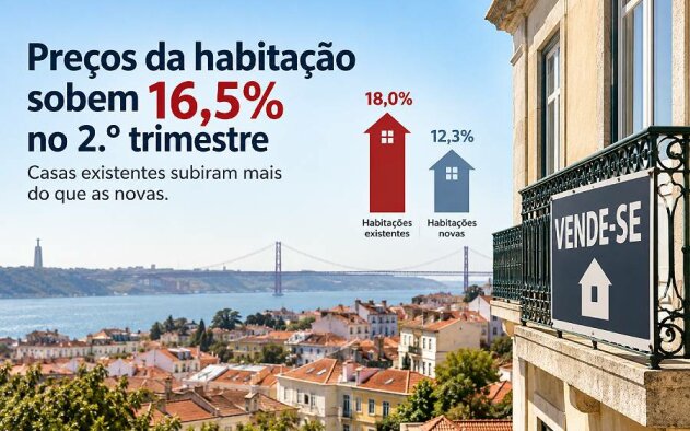Preços da habitação sobem 16,5% no 2.º trimestre, com casas existentes a subir mais do que as novas