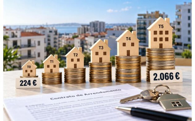 Valores máximos para regime das rendas acessíveis entre 224 e 2.066 euros mensais