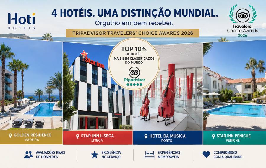 Quatro hotéis do Grupo Hoti distinguidos nos Tripadvisor Travelers' Choice Awards 2026