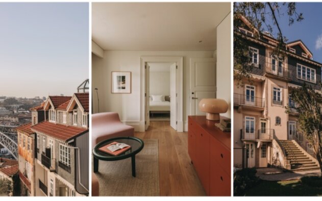 Vista do LENSCAPE Coterie; perspetiva de um dos quartos e fachada de um dos edifícios. © Luís Ferraz