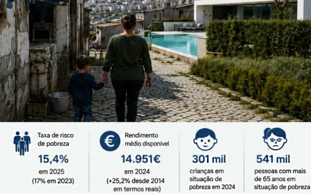 Portugal reduz a pobreza para 15,4%, mas sem apoios sociais chegaria aos 40%