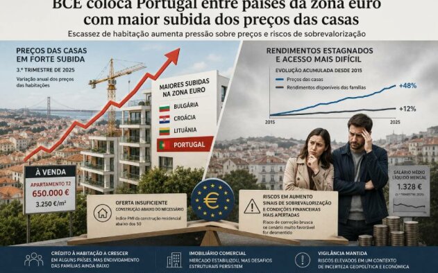 BCE coloca Portugal entre países da zona euro com maior subida dos preços das casas