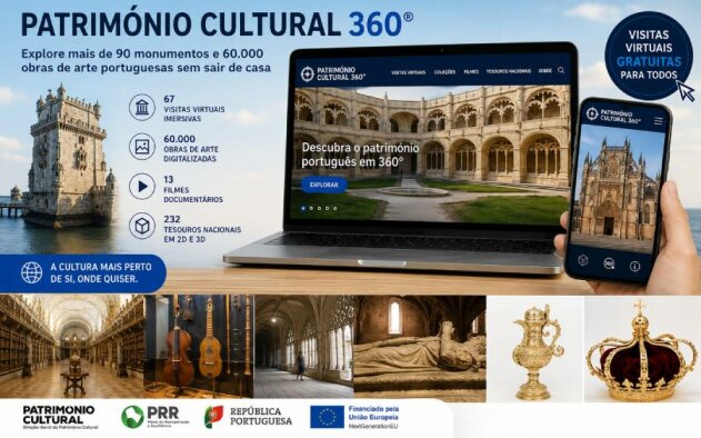 Portal Património Cultural 360 disponibiliza visitas virtuais a mais de 90 monumentos e 60 mil obras de arte