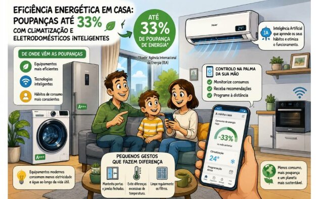 Eficiência energética em casa: poupanças até 33% com climatização e eletrodomésticos inteligentes
