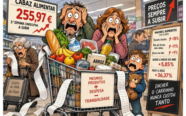 Cabaz alimentar sobe pela terceira semana e atinge 255,97 euros